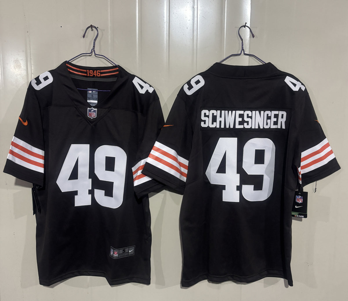 Mens Cleveland Browns #49 Carson Schwesinger Brown 2026 Vapor Limited Stitched Football Jersey