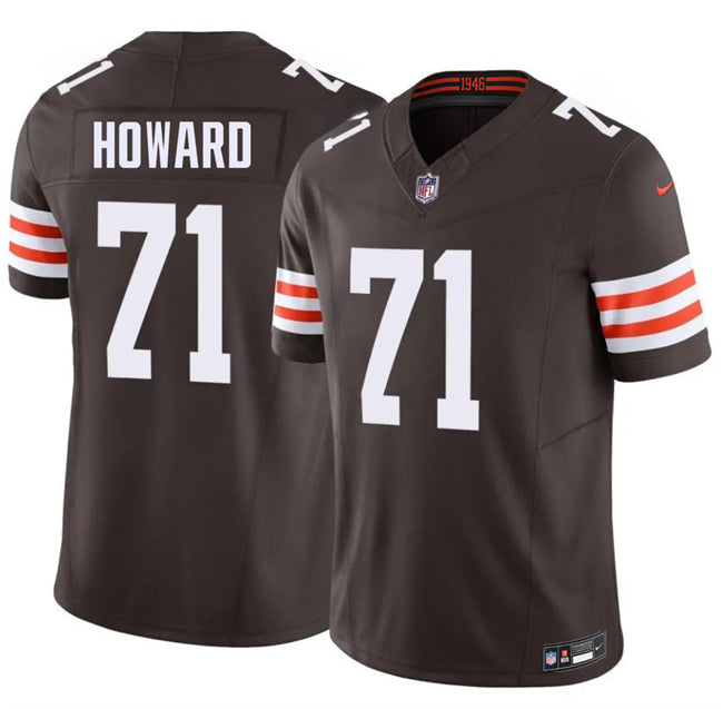 Mens Cleveland Browns #71 Tytus Howard Brown FUSE Vapor Limited Stitched Football Jersey