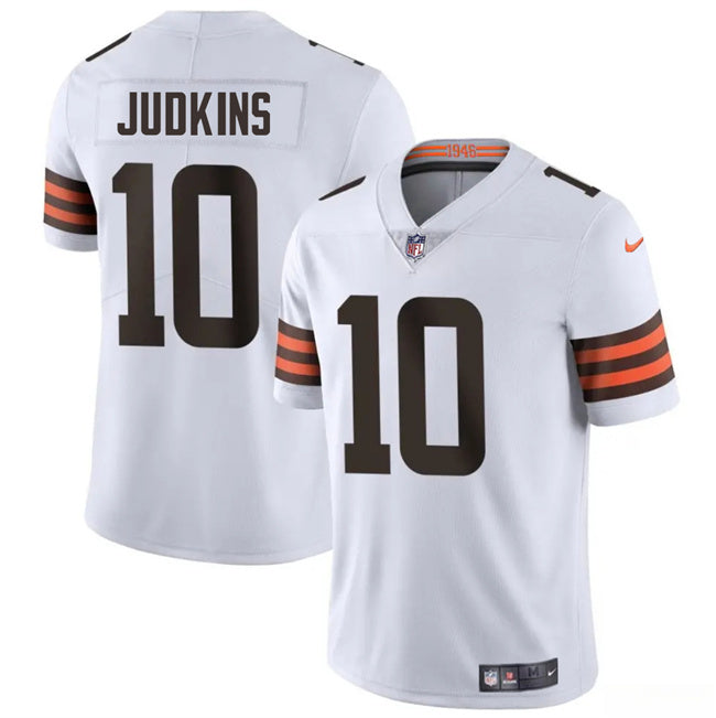 Mens Cleveland Browns #10 Quinshon Judkins White 2025 Draft Vapor Untouchable Limited Stitched Football Jersey