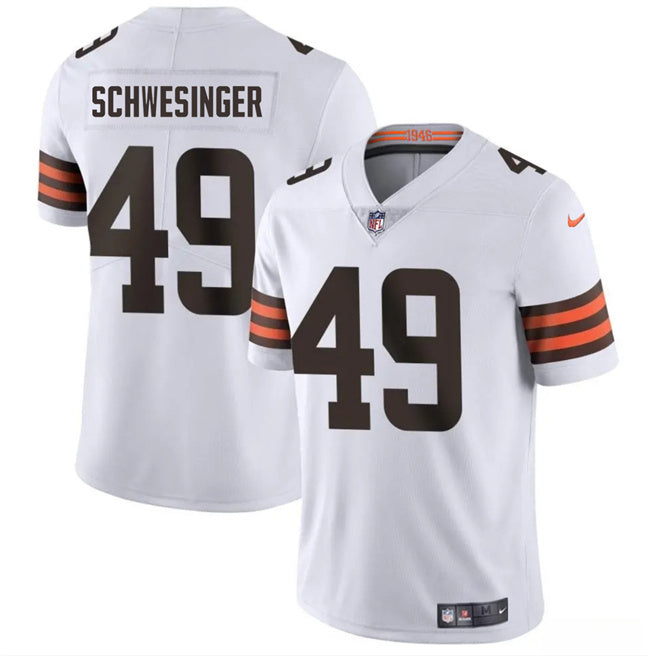 Mens Cleveland Browns #49 Carson Schwesinger White 2025 Draft Vapor Untouchable Limited Stitched Football Jersey