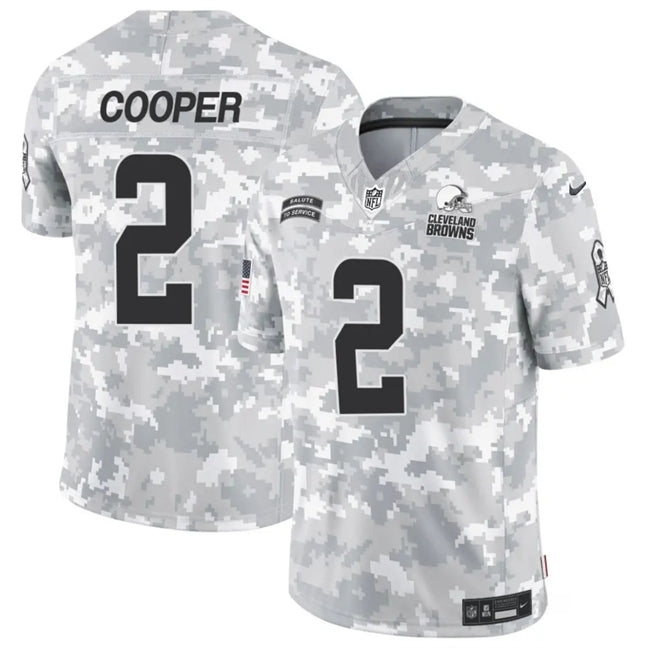 Mens Cleveland Browns #2 Amari Cooper 2024 FUSE Arctic Camo Salute to Service Limited Stitched Football Jersey