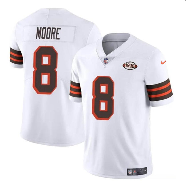 Mens Cleveland Browns #8 Elijah Moore White 1946 Collection Vapor Limited Stitched Football Jersey