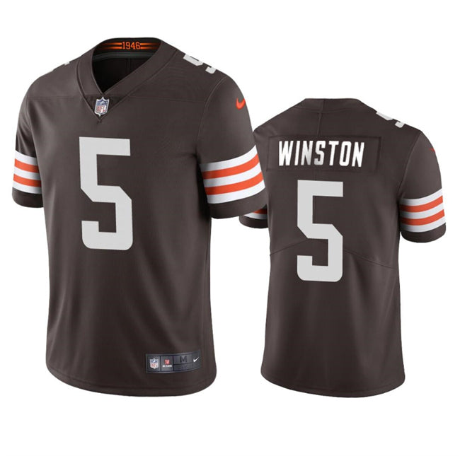 Mens Cleveland Browns #5 Jameis Winston Brown Vapor Limited Stitched Football Jersey
