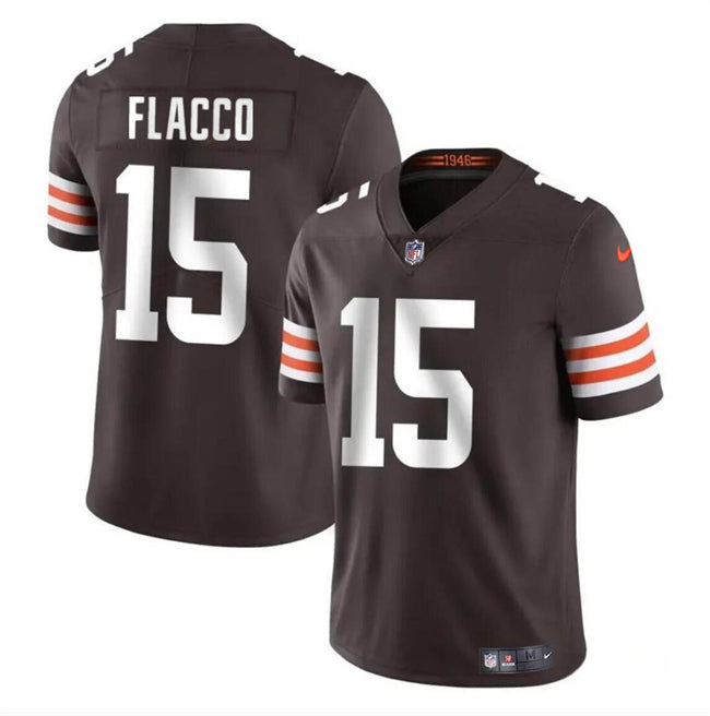 Mens Cleveland Browns #15 Joe Flacco Brown Vapor Untouchable Limited Stitched Jersey