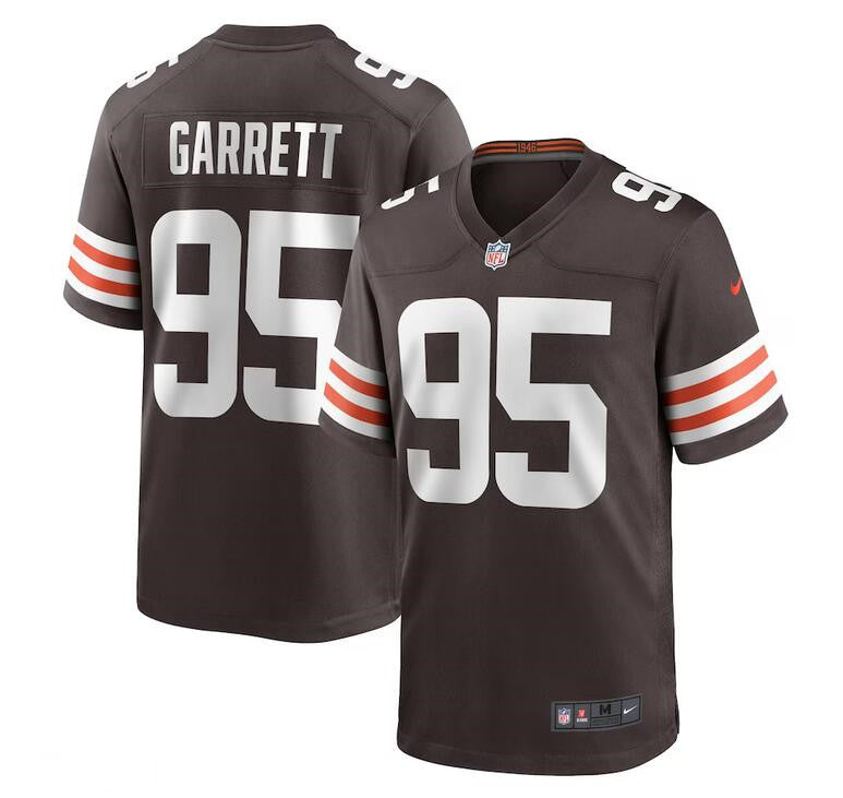 Mens Cleveland Browns #95 Myles Garrett Brown Stitched Game Jersey