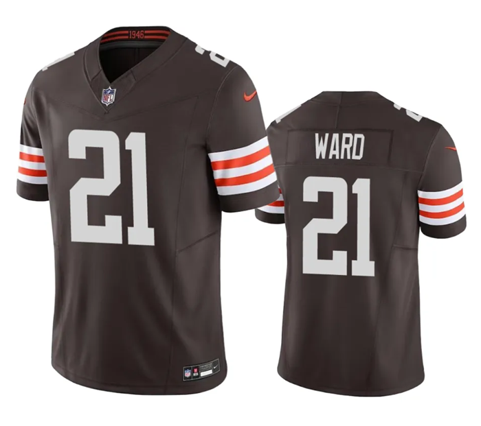 Mens Cleveland Browns #21 Denzel Ward Brown 2023 FUSE Vapor Untouchable Limited Stitched Jersey