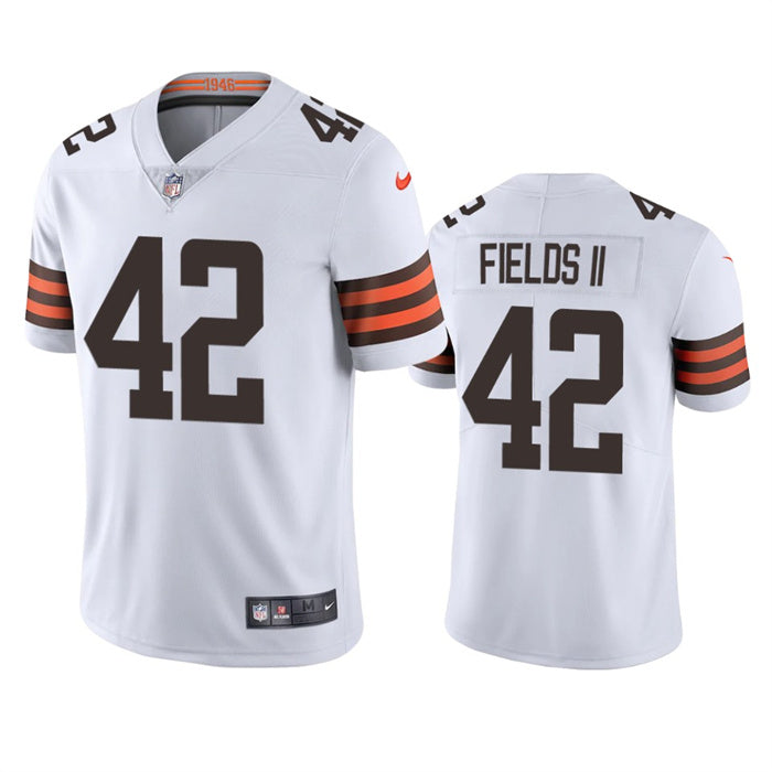 Mens Cleveland Browns #42 Tony Fields II White Vapor Untouchable Limited Stitched Jersey