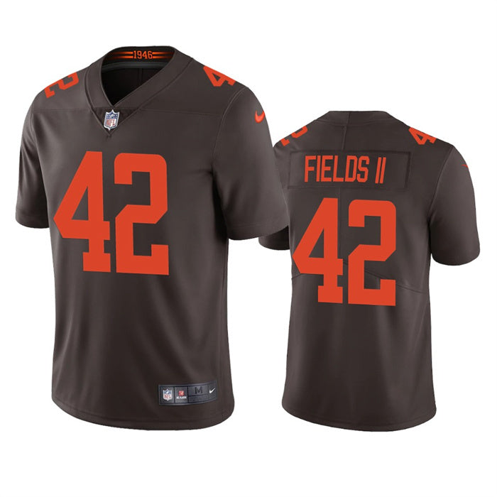 Mens Cleveland Browns #42 Tony Fields II Brown Vapor Untouchable Limited Stitched Jersey