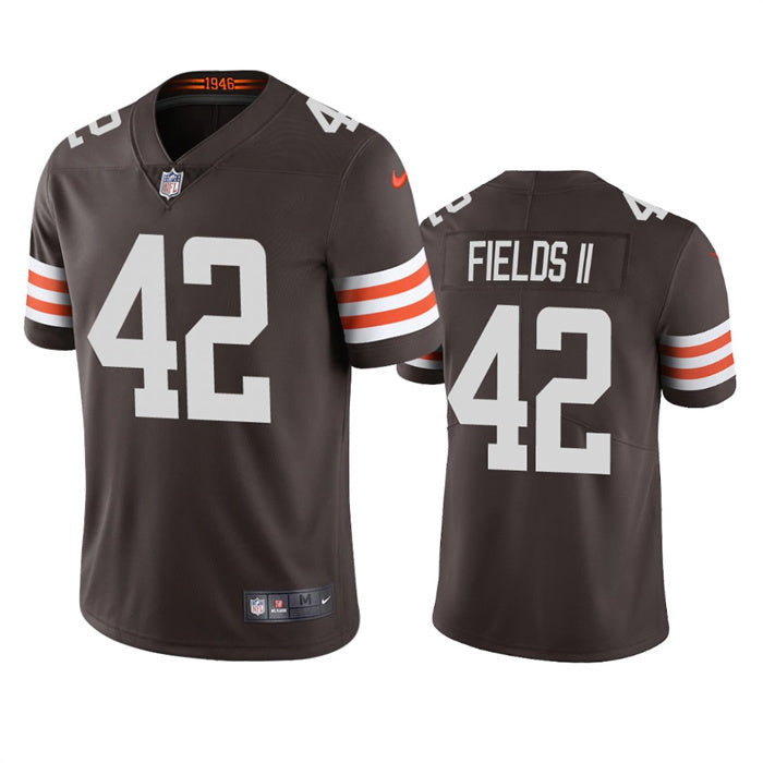 Mens Cleveland Browns #42 Tony Fields II Tan Brown Vapor Untouchable Limited Stitched Jersey