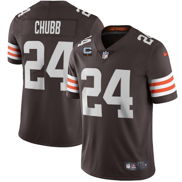 Mens Cleveland Browns #24 Nick Chubb 2022 Brown With 1-star C Patch Vapor Untouchable Limited Stitched Jersey