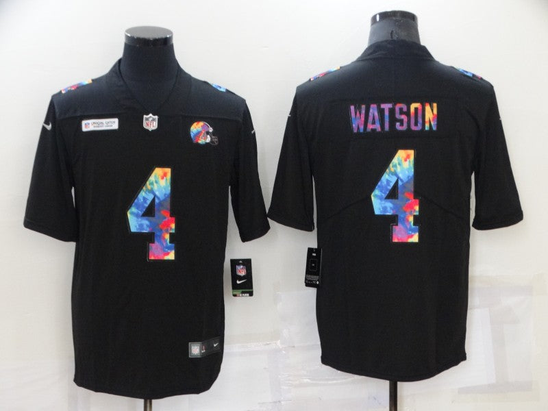 Mens Cleveland Browns #4 Deshaun Watson Black Crucial Catch Limited Stitched Jersey