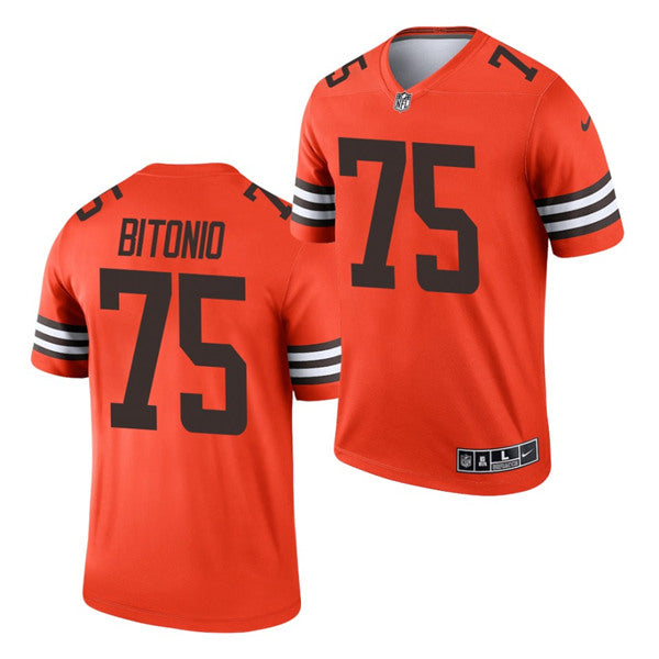 Mens Cleveland Browns #75 Joel Bitonio Orange Inverted Legend Stitched Football Jersey