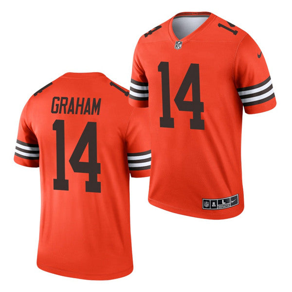 Mens Cleveland Browns #14 Otto Graham Orange Inverted Legend Stitched Football Jersey