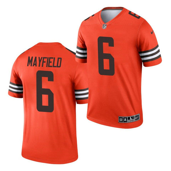 Mens Cleveland Browns #6 Baker Mayfield Orange Inverted Legend Stitched Football Jersey