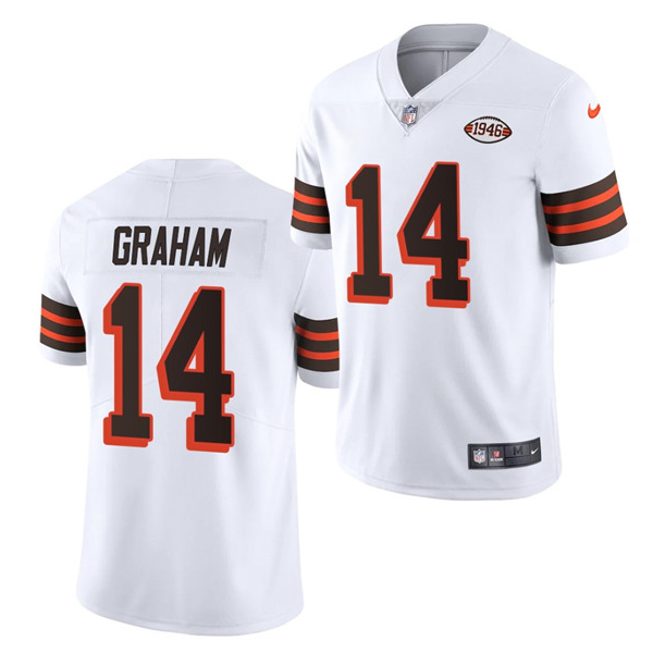 Mens Cleveland Browns #14 Otto Graham White 1946 Collection Vapor Stitched Football Jersey