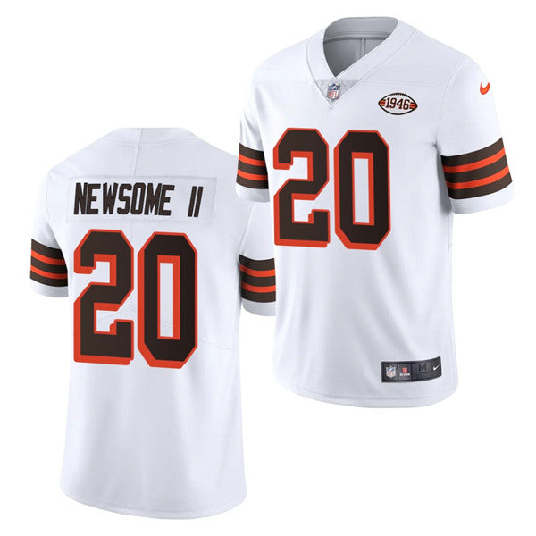 Mens Cleveland Browns #20 Greg Newsome II White 1946 Collection Vapor Stitched Football Jersey