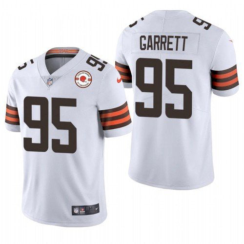 Mens Cleveland Browns #95 Myles Garrett 2021 White 75th Anniversary Vapor Untouchable Limited Stitched NFL Jersey