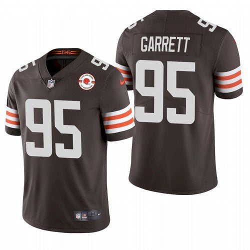 Mens Cleveland Browns #95 Myles Garrett 2021 Brown 75th Anniversary Vapor Untouchable Limited Stitched NFL Jersey