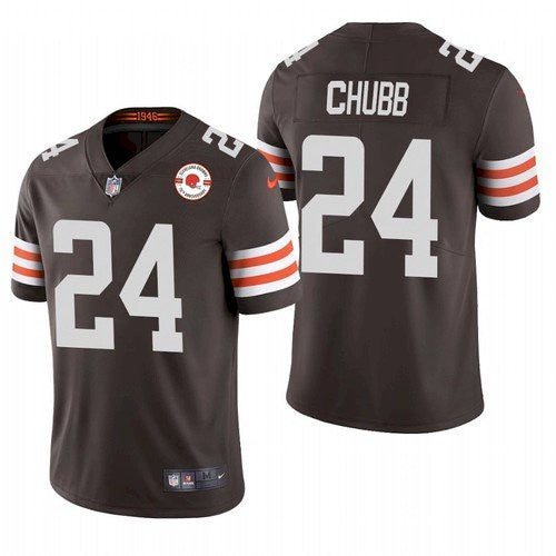 Mens Cleveland Browns #24 Nick Chubb 2021 Brown 75th Anniversary Vapor Untouchable Limited Stitched NFL Jersey