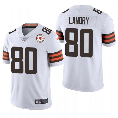 Mens Cleveland Browns #80 Jarvis Landry 2021 White 75th Anniversary Vapor Untouchable Limited Stitched NFL Jersey