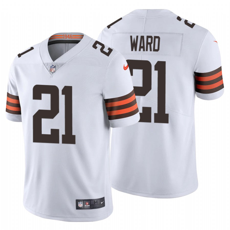 Mens Cleveland Browns #21 Denzel Ward 2020 New White Vapor Untouchable Limited Stitched Jersey