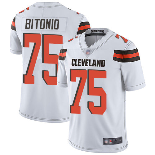 Mens Cleveland Browns #75 Joel Bitonio White Vapor Untouchable Limited Stitched NFL Jersey