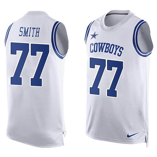 Nike Cowboys #77 Tyron Smith White Mens Stitched NFL Limited Tank Top Jersey