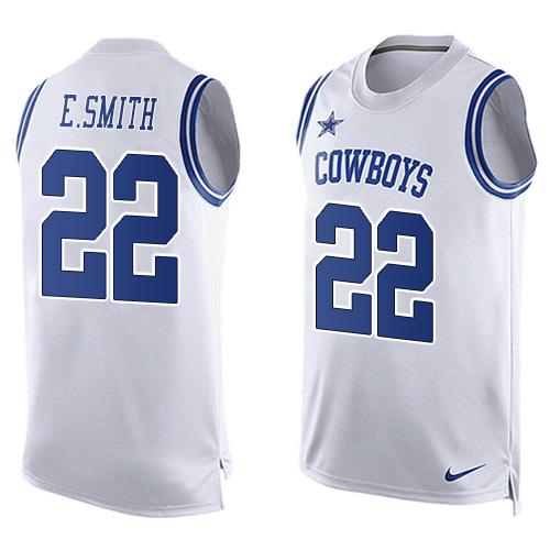 Nike Cowboys #22 Emmitt Smith White Mens Stitched NFL Limited Tank Top Jersey
