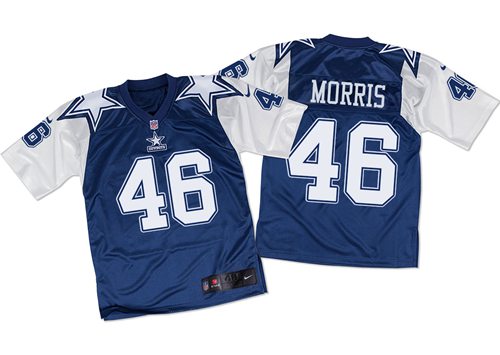 Nike Cowboys #46 Alfred Morris Navy Blue/White Mens Stitched NFL Throwback Elite Jersey