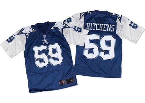 Nike Cowboys #59 Anthony Hitchens Navy Blue/White Throwback Mens Stitched NFL Elite Jersey