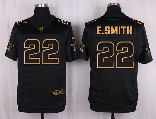 Nike Cowboys #22 Emmitt Smith Black Mens Stitched NFL Elite Pro Line Gold Collection Jersey