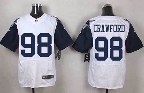 Nike Cowboys #98 Tyrone Crawford White Mens Stitched NFL Elite Rush Jersey