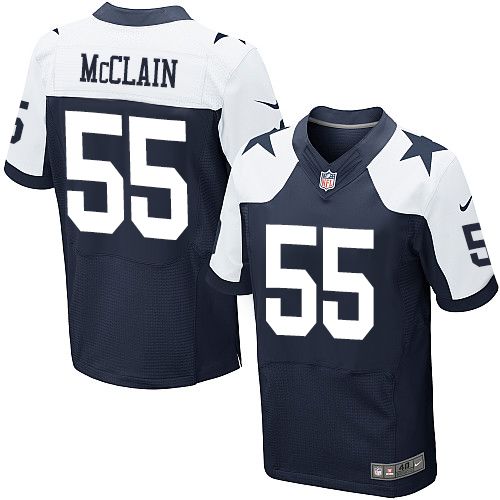 Nike Cowboys #55 Rolando McClain Navy Blue Thanksgiving Throwback Mens Stitched NFL Elite Jersey