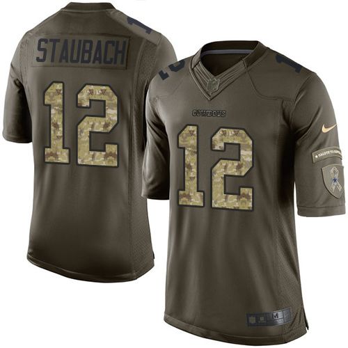 Nike Cowboys #12 Roger Staubach Green Mens Stitched NFL Limited Salute To Service Jersey