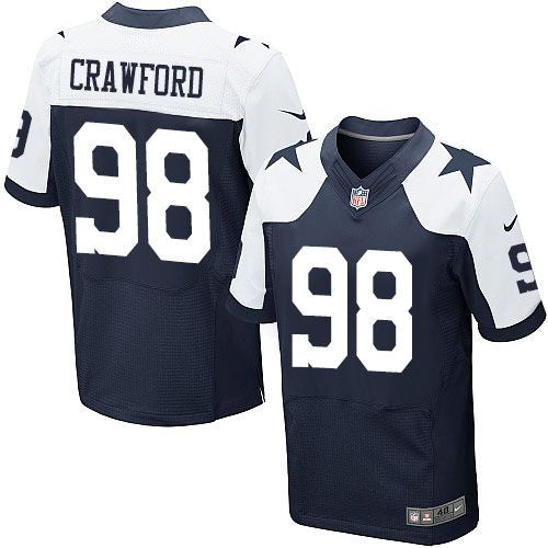Nike Cowboys #98 Tyrone Crawford Navy Blue Thanksgiving Throwback Mens Stitched NFL Elite Jersey