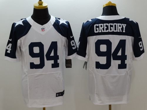 Nike Cowboys #94 Randy Gregory White Thanksgiving Throwback Mens Stitched NFL Elite Jersey