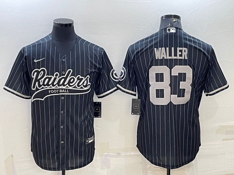 Mens Las Vegas Raiders #83 Darren Waller Black With Patch Cool Base Stitched Baseball Jersey