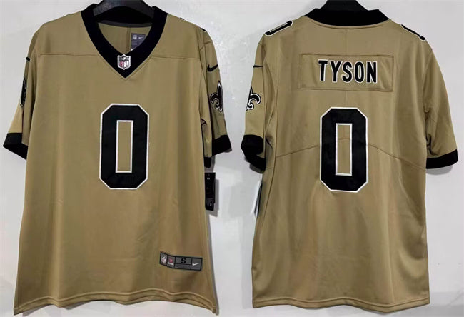 Mens New Orleans Saints #0 Jordyn Tyson Gold 2026 Vapor Limited Stitched Football Jersey