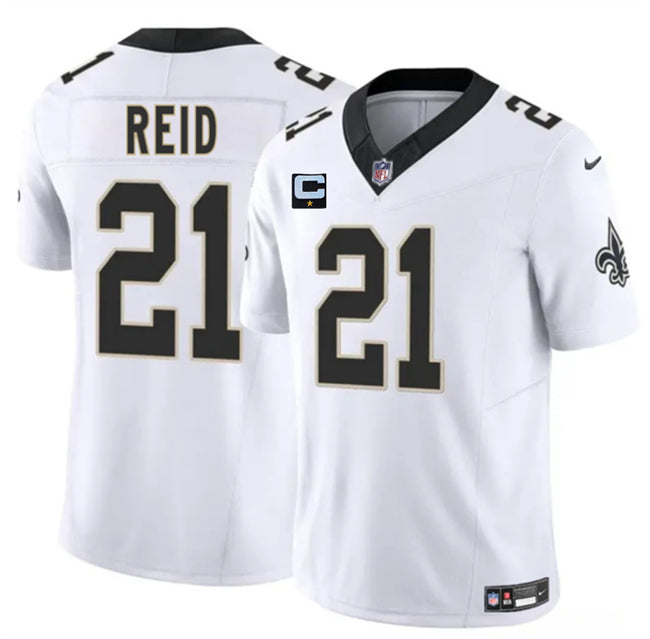 Mens New Orleans Saints #21 Justin Reid White 2025 FUSE With 1-Star C Patch Vapor Limited Stitched Football Jersey