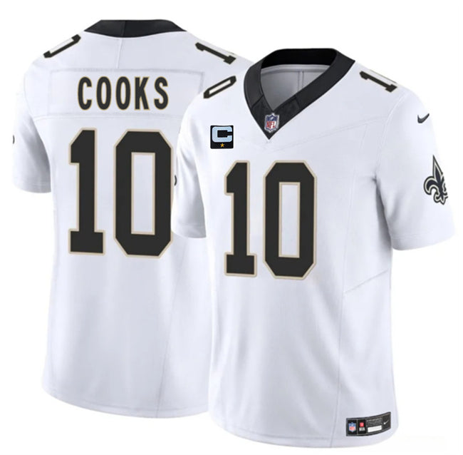 Mens New Orleans Saints #10 Brandin Cooks White 2025 FUSE With 1-Star C Patch Vapor Limited Stitched Football Jersey