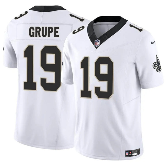 Mens New Orleans Saints #19 Blake Grupe White 2025 FUSE Vapor Limited Stitched Football Jersey