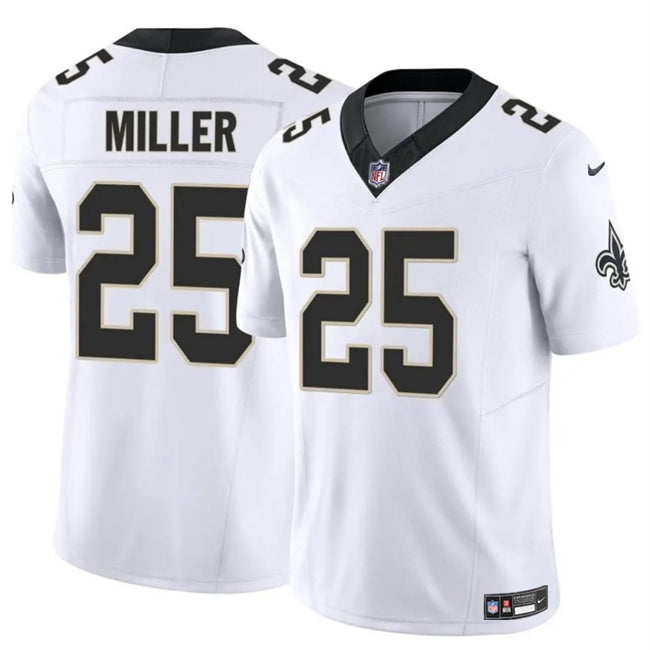 Mens New Orleans Saints #25 Kendre Miller White Vapor Limited Stitched Football Jersey
