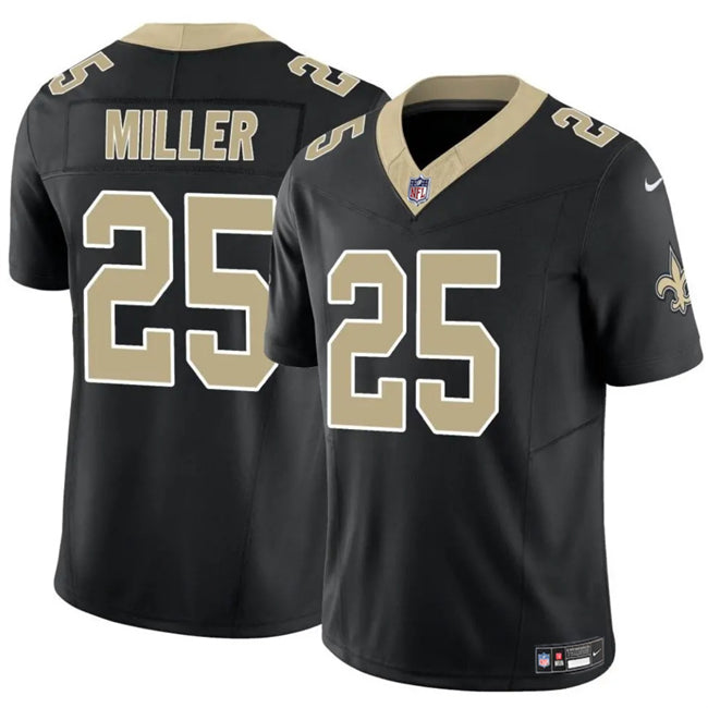 Mens New Orleans Saints #25 Kendre Miller Black Vapor Limited Stitched Football Jersey