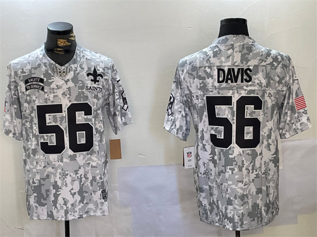 Mens New Orleans Saints #56 Demario Davis 2024 FUSE Arctic Camo Salute to Service Limited Stitched Football Jersey