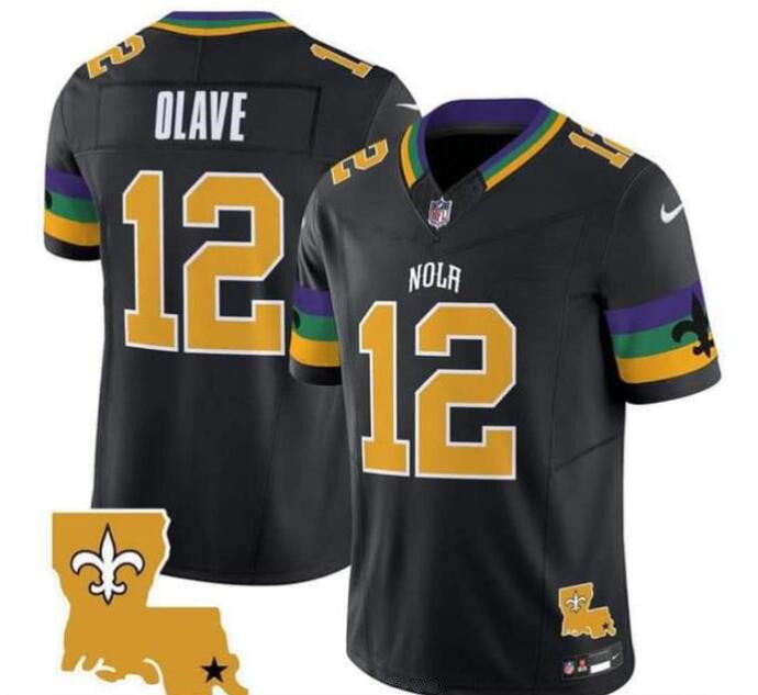 Mens New Orleans Saints #12 Chris Olave Black 2024 FUSE Vapor Limited Stitched Jersey