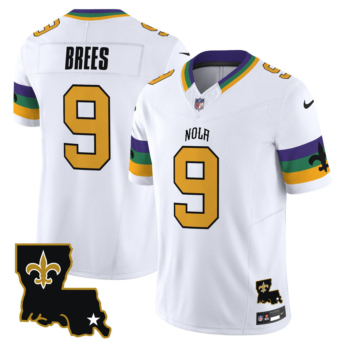 Mens New Orleans Saints #9 Drew Brees White 2024 FUSE Vapor Limited Stitched Jersey