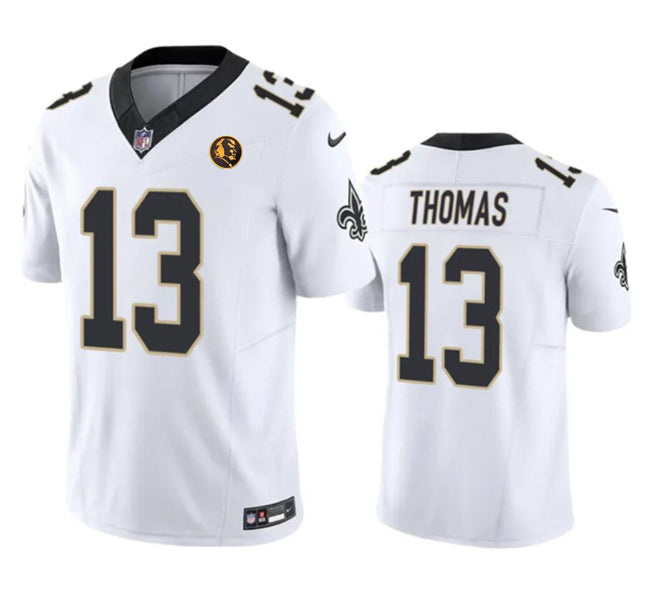 Mens New Orleans Saints #13 Michael Thomas White 2023 FUSE With John Madden Patch Vapor Limited Stitched Football Jersey