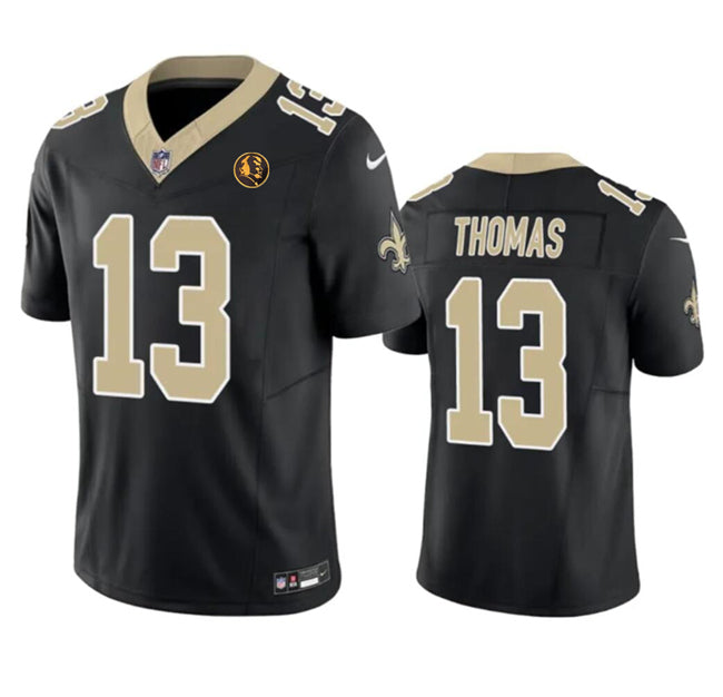 Mens New Orleans Saints #13 Michael Thomas Black 2023 FUSE With John Madden Patch Vapor Limited Stitched Football Jersey
