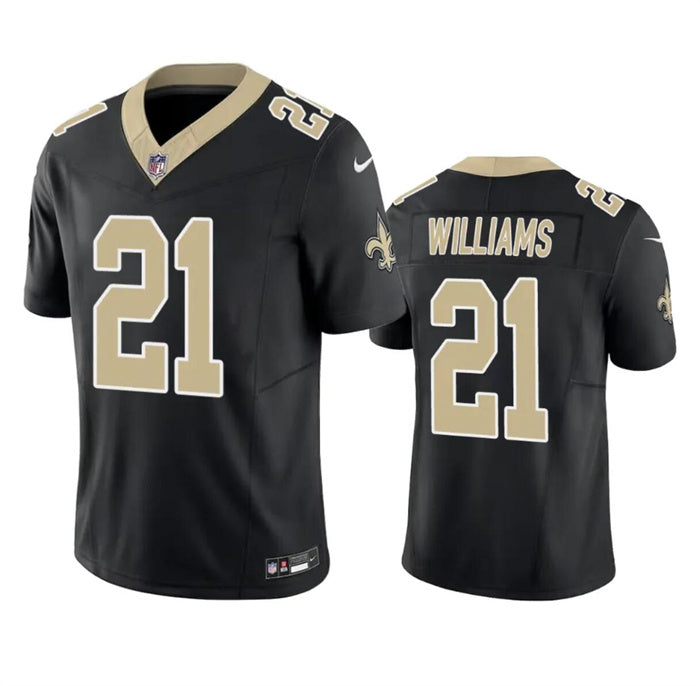 Mens New Orleans Saints #21 Jamaal Williams Black 2023 FUSE Vapor Untouchable Limited Stitched Jersey