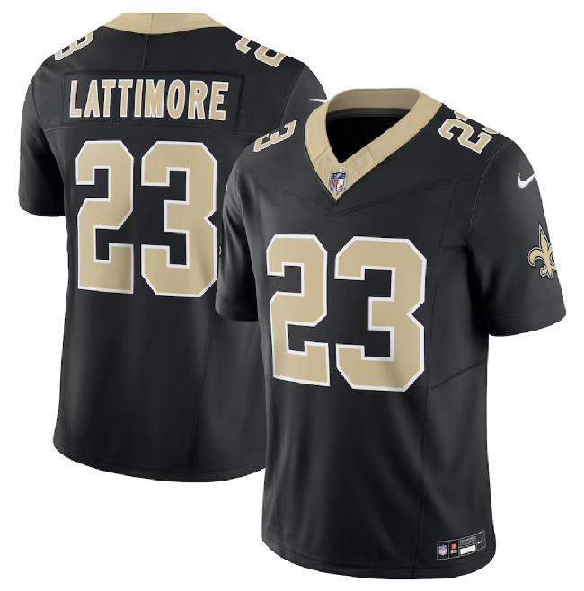 Mens New Orleans Saints #23 Marshon Lattimore Black 2023 FUSE Vapor Untouchable Limited Stitched Jersey